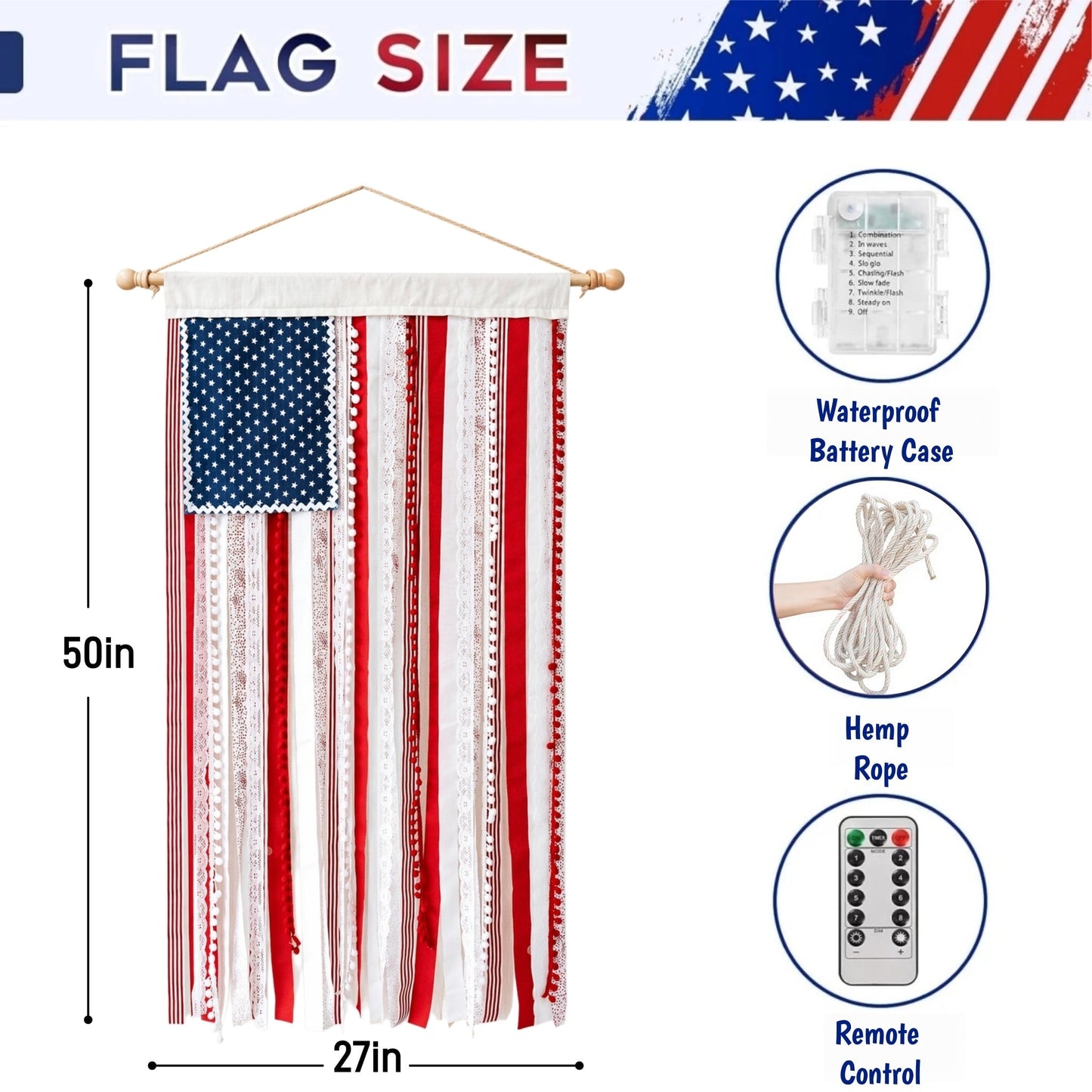 🔥America 250th Anniversary LED Flag Banner– Handmade Patriotic Home Decor (1776–2026)