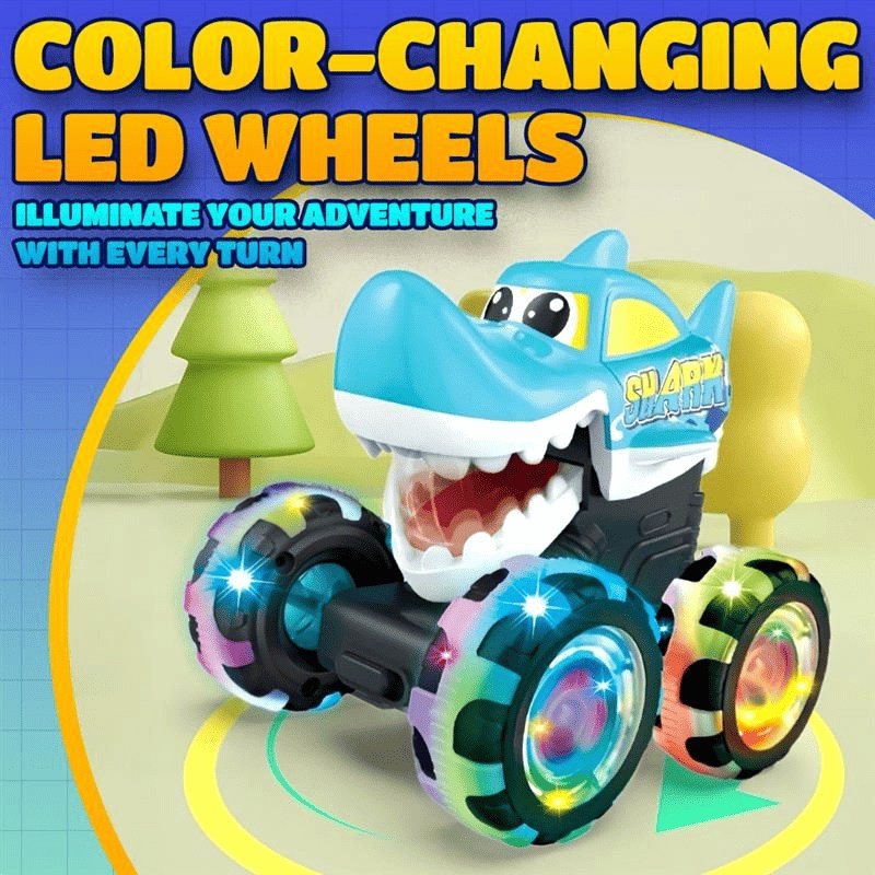 🚗 Press & Go Dino Truck Toy with Motion Activated Light for Toddlers