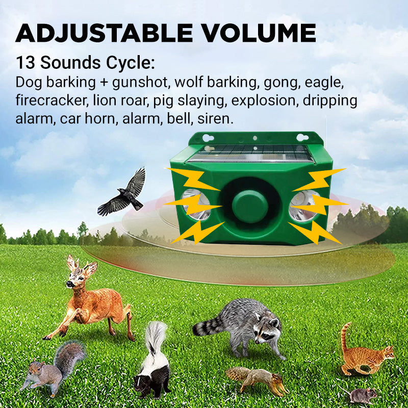 Odeiun™ Animal Repellent Solar Warning Lights with Loud Volume for Gardens, Farms, and Coops