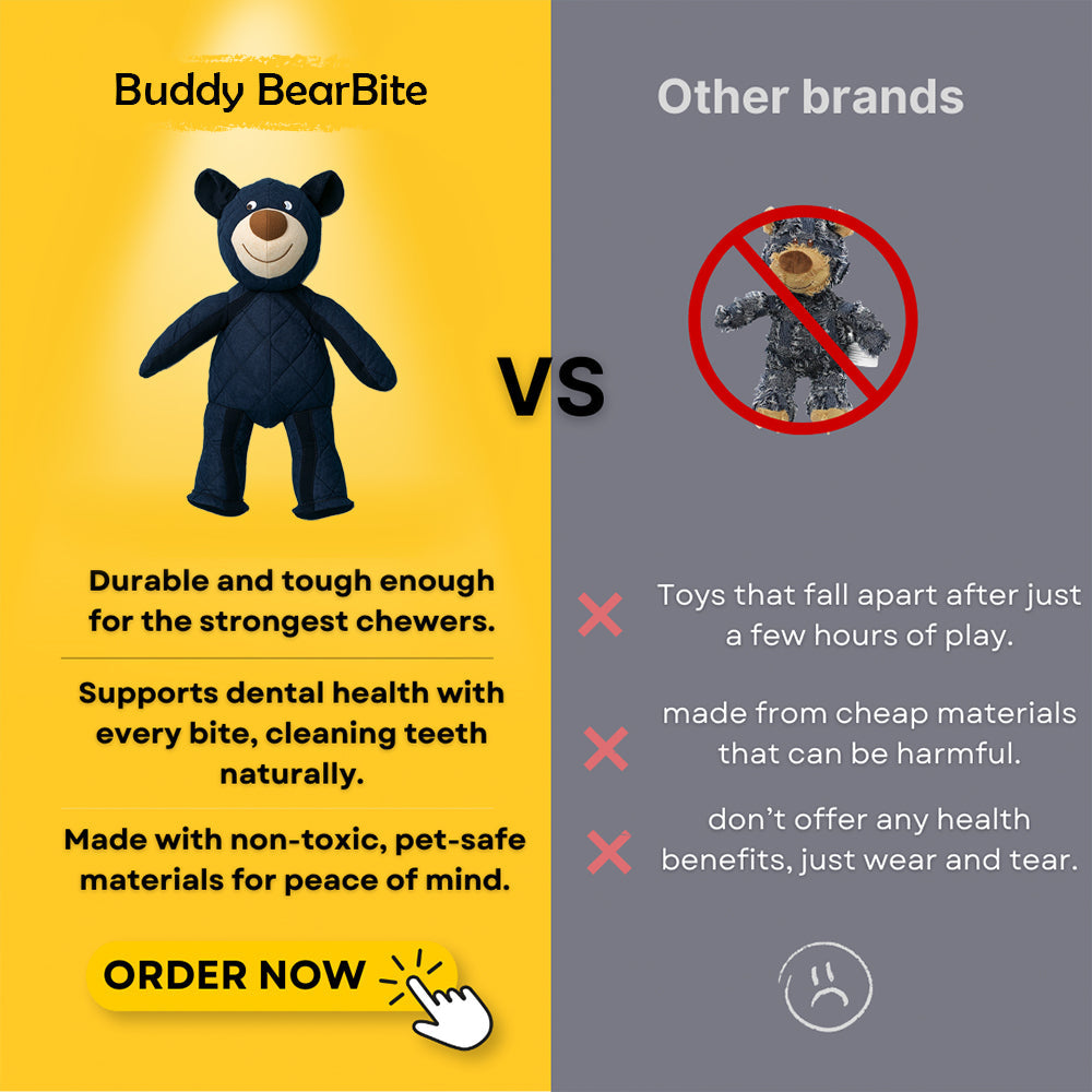 🐻Buddy BearBite: Indestructible Dog Toy for Aggressive Chewers – Vet-Approved, Safe & Teeth-Cleaning