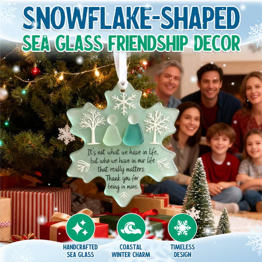 🌊Snowflake-Shaped Sea Glass Friendship Decor❄️✨ Shaped by Nature & Crafted by Hand