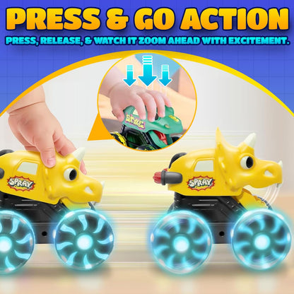 🚗 Press & Go Dino Truck Toy with Motion Activated Light for Toddlers