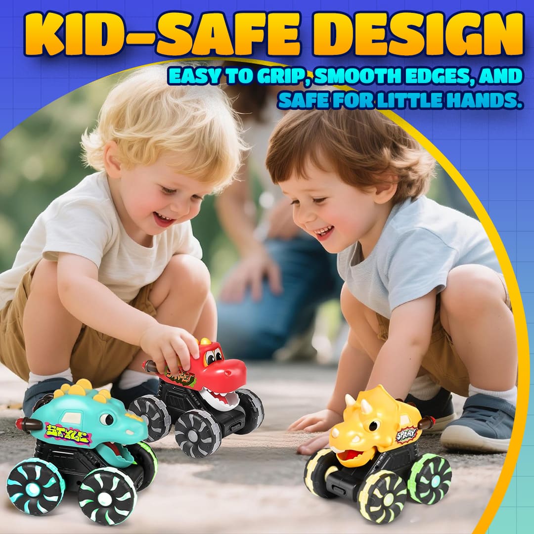 🚗 Press & Go Dino Truck Toy with Motion Activated Light for Toddlers